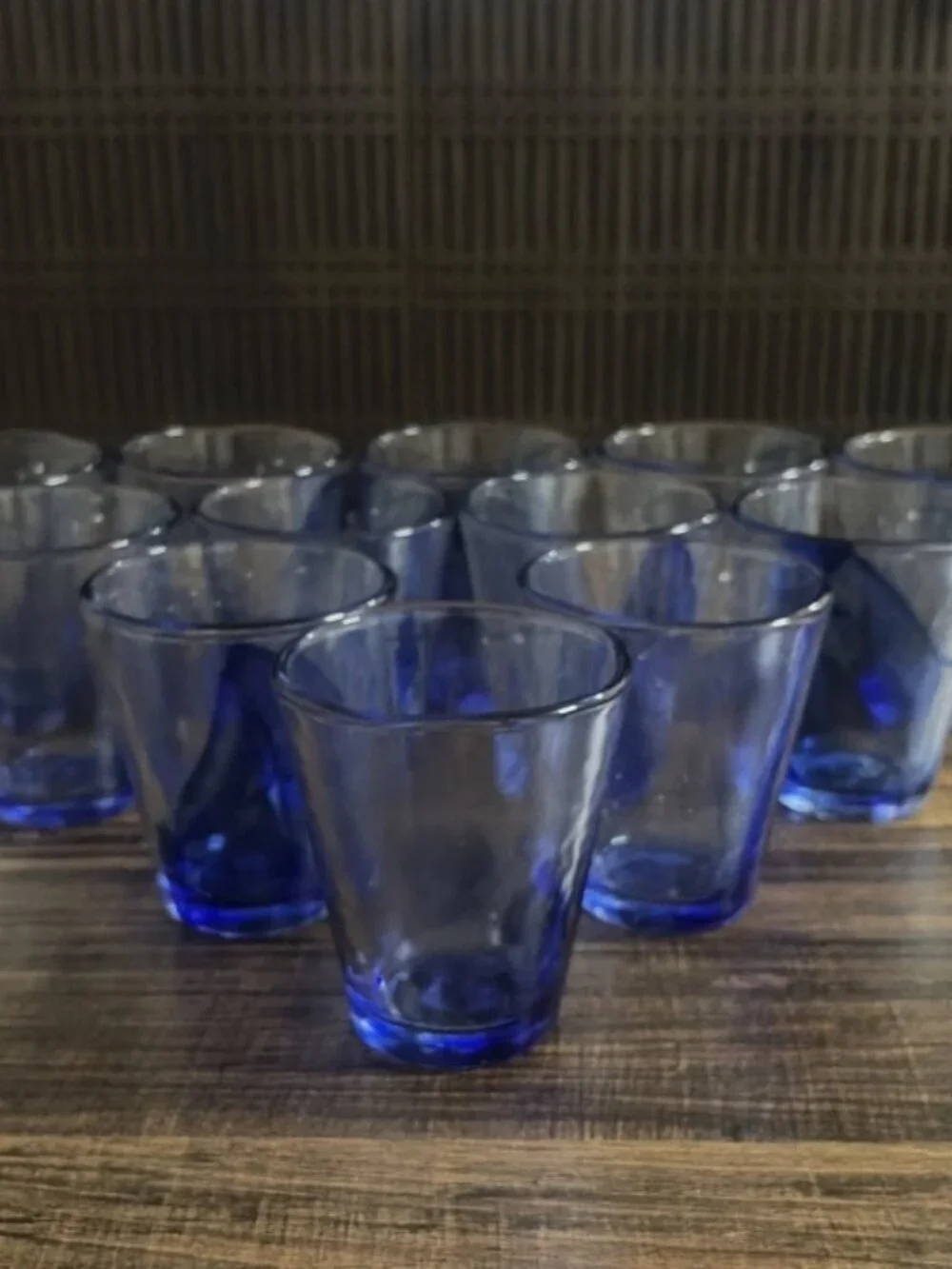 Vintage Bormioli Rocco Murano Cobalt Blue Swirl Glass Tumblers Set of 12